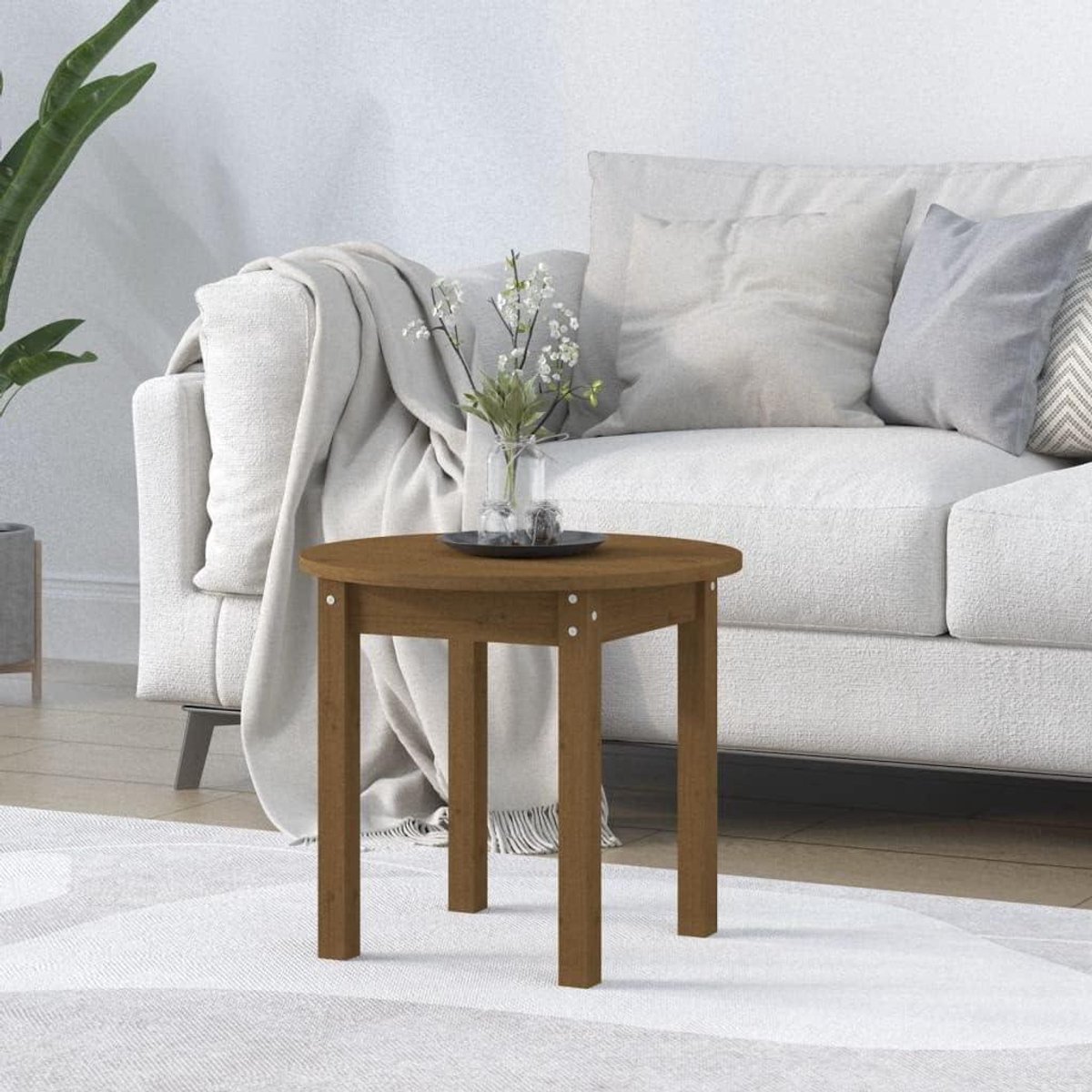 Houten Salontafel - Bijzettafel - Woonkamer Decoratie - Massief Hout - 45x40 cm - Bruin