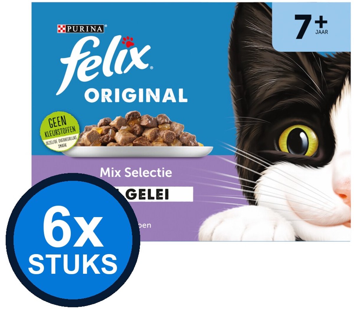 6x Felix - Original Senior Mix Selectie in gelei - Kattenvoer - 12x85g