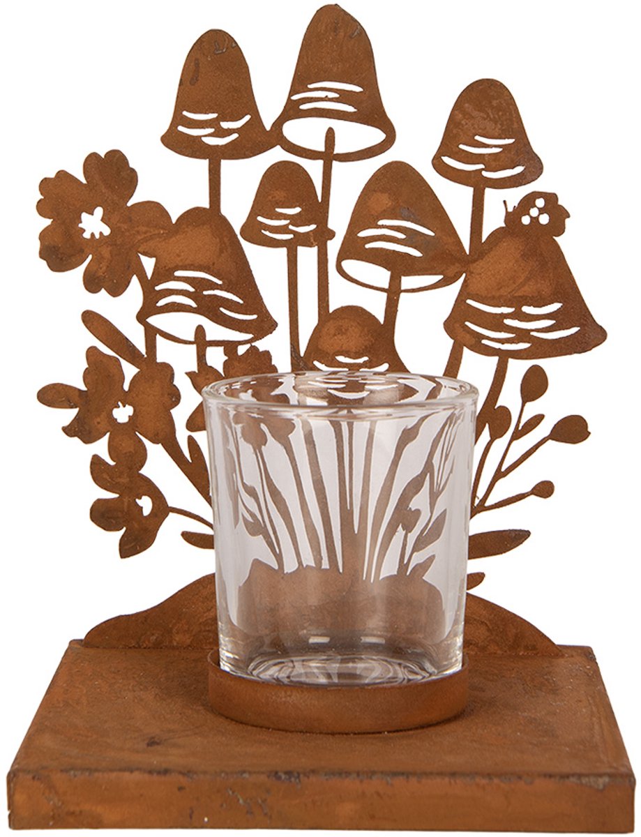Clayre & Eef Waxinelichthouder Bruin Glas