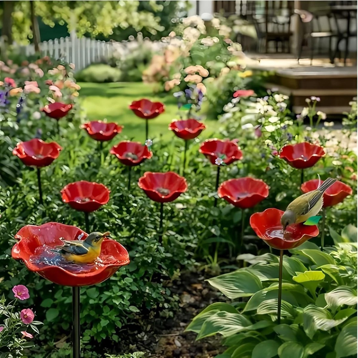 Metalen Vogelbad en Voederstation voor de Tuin, Winterbestendig Vogelbad voor Insecten en Bijen, Ideaal voor Vlinders en Tuinplanten