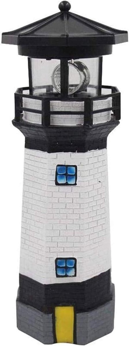 Solar Vuurtoren - Roterend Windmolen Licht - Tuin Decoratie - Automatische Sensor - 27 cm Hoog - Zwart