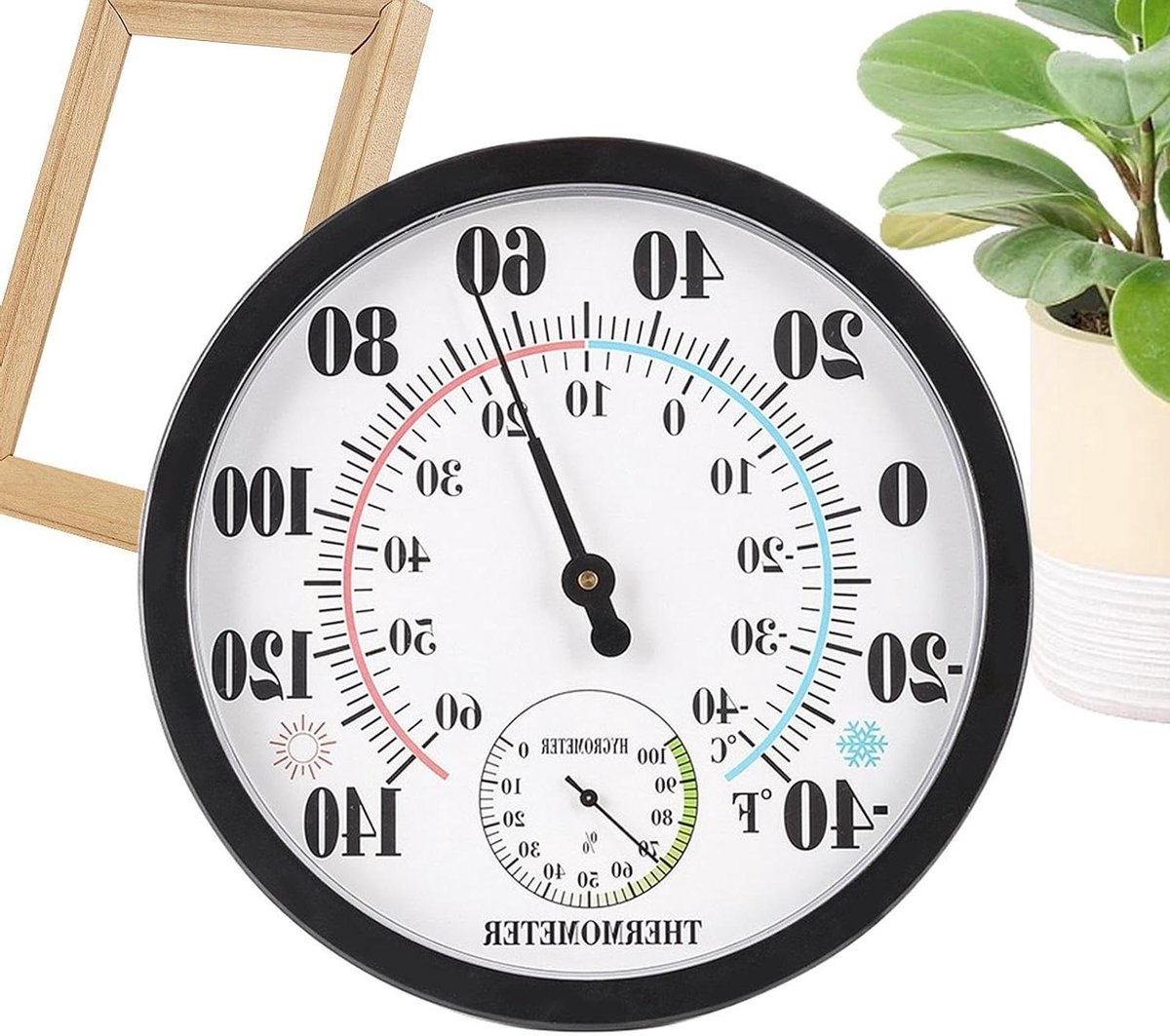 Thermograaf Hygrometer - Temperatuur Vochtigheid Meter - Omgeving Monitoren - Analoge Mechanische Werking - 25 cm Diameter - Zilverkleurig
