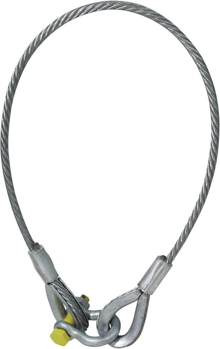 Aanslagtouw - Veiligheidskabel - Lasten Beveiligen - Met Kousen - 1500x10mm - Zilver