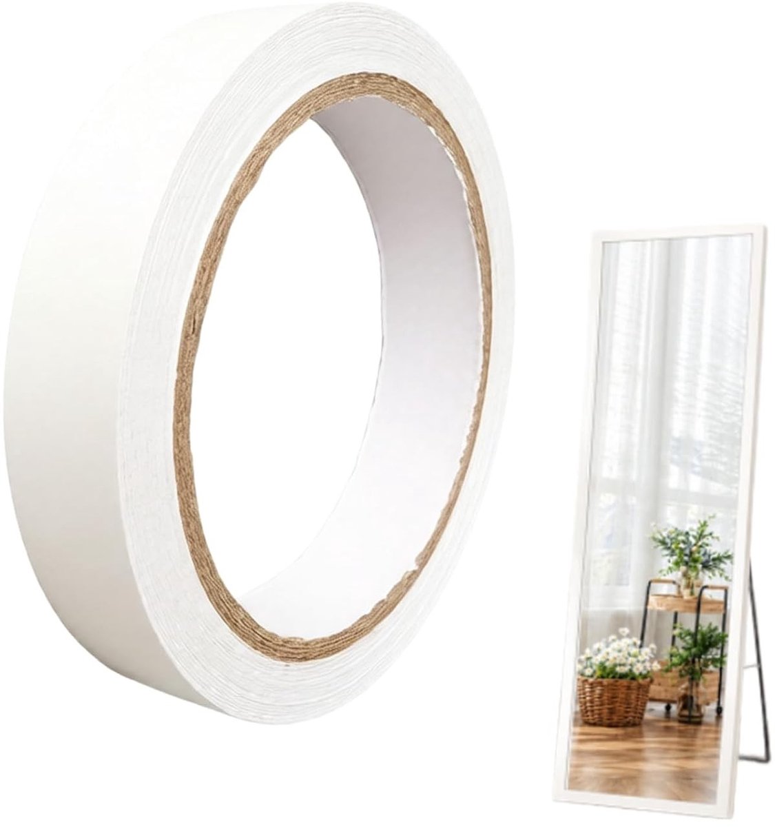 Zelfklevend melamine plakband 18 mm x 10 m in glanzend wit, ideaal voor meubels, planken en renovatieprojecten, eenvoudig aan te brengen en zeer duurzaam