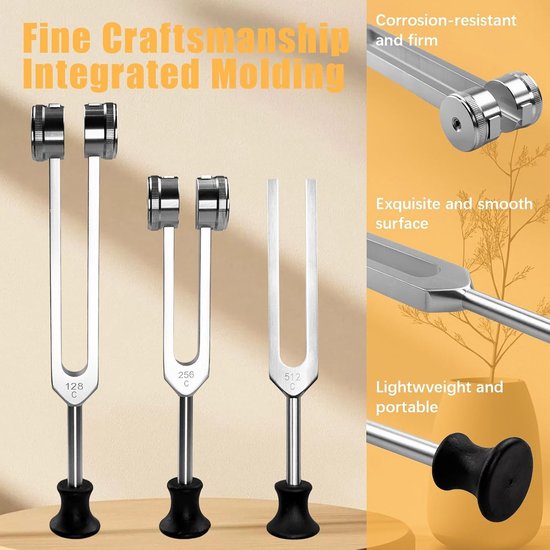 Set van 4 Stemvorken (128, 256, 512 Hz) met Hamer voor Therapie en Ontspanning — afbeelding 5