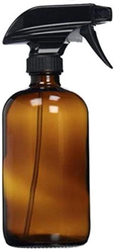 Grote Lege Amber Glazen Sprayfles - Herbruikbare 250ML Fles met Zwarte Verstuiver voor Essentiële Olie, Huishoudelijke Reiniging en Aromatherapie