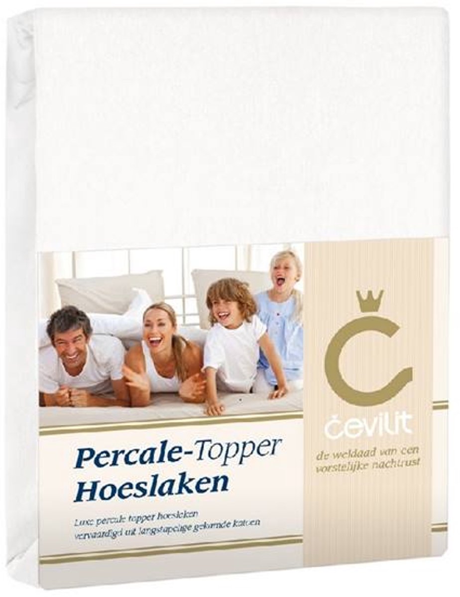 Cevilit Percale Topper Hoeslaken - Wit - 180x220 cm