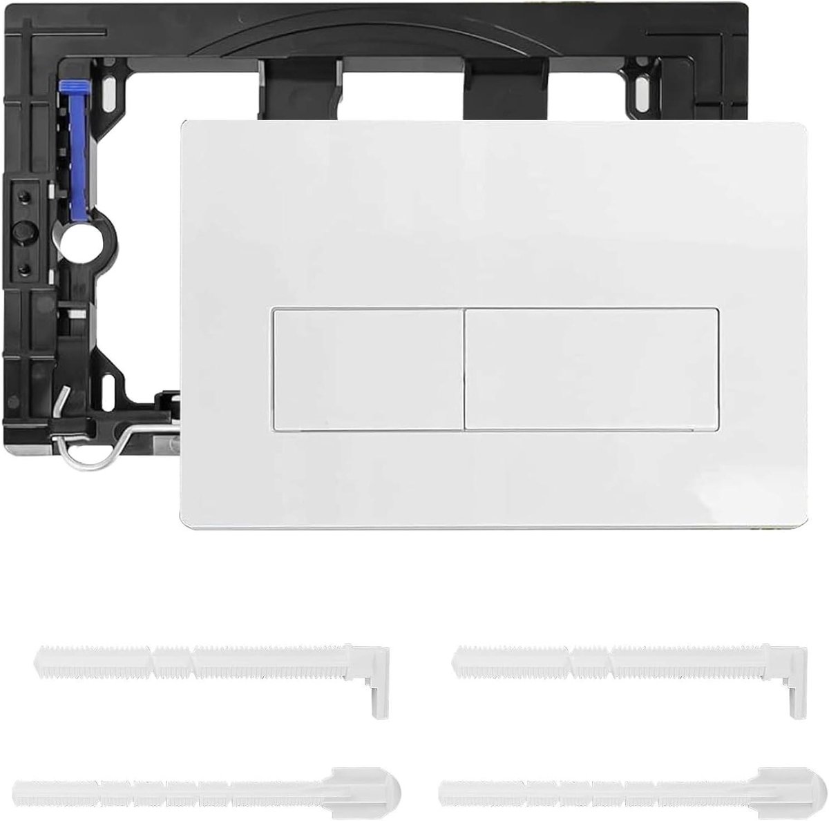 Toiletdrukplaat - Spoelplaat wc - Badkamer renovatie - Dubbele spoeling - Mat wit - Wit