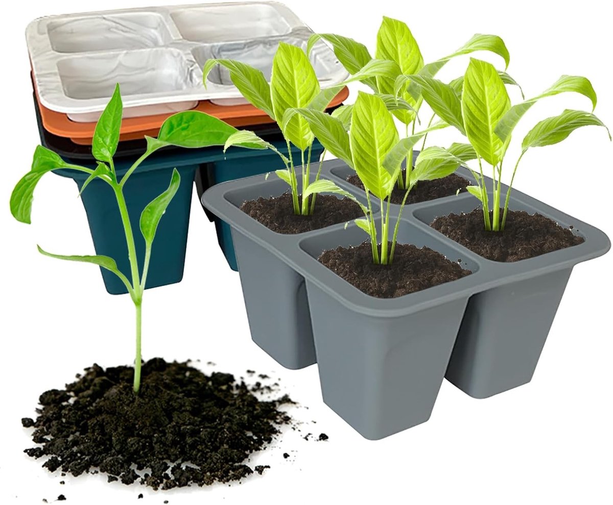 Set van 5 Siliconen Zaadpotten, Zaaitrays voor Binnen, Kweekcups voor Plantenvermeerdering en Kieming
