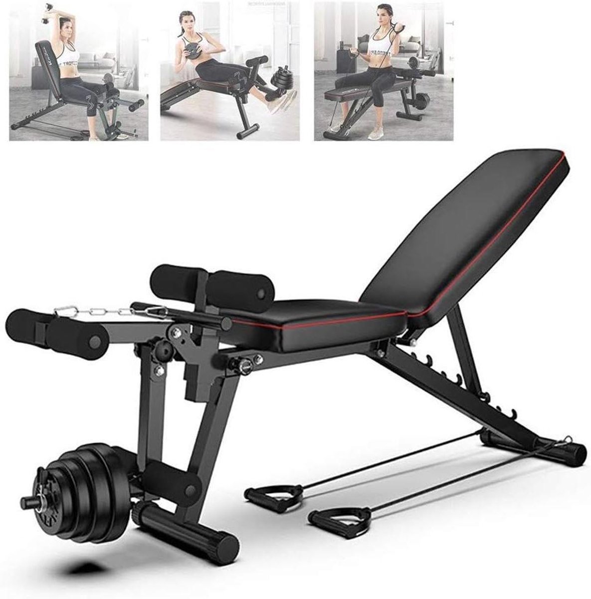 Verstelbare Gewichtbank - Fitnessbank Halterbank - Krachttraining Thuis - 5 Verstelbare Posities - 48 x 118 x 111 cm - Zwart