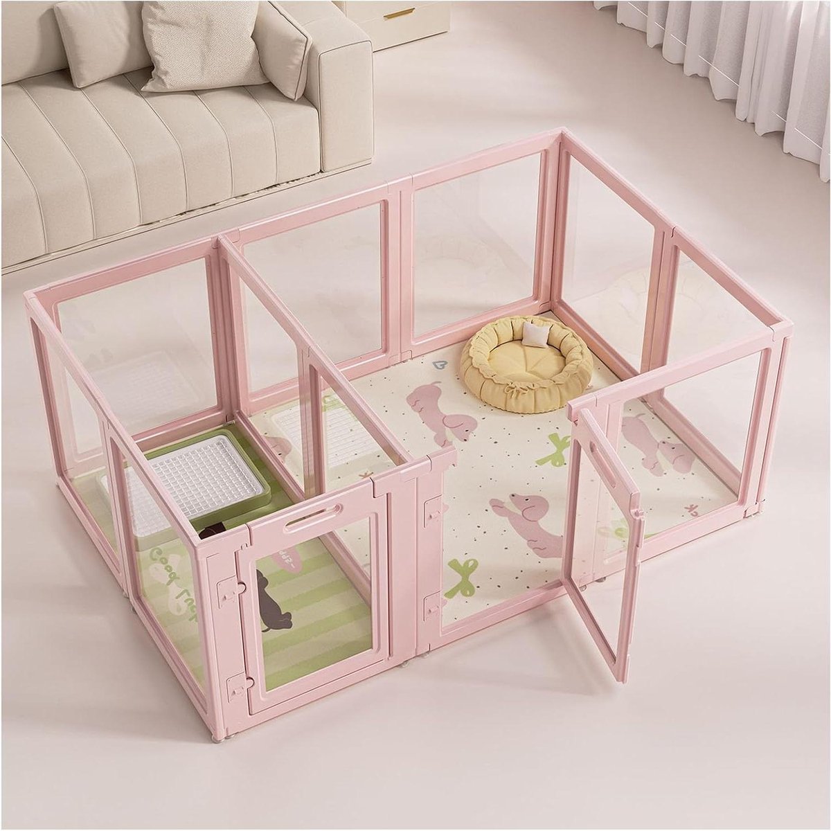Huisdierenren - Acryl ren - Veilig spelen - Modulair ontwerp - 60 cm hoog - Roze