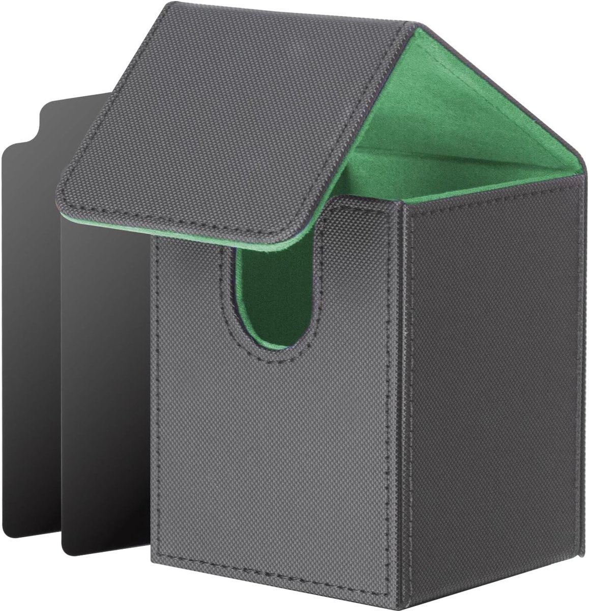 Deck Box voor 100+ TCG Kaarten, Magnetische Flip Box met 2 Verdelers, Ideaal voor Yu-Gi-Oh! en Andere Kaartspellen (Zwart-Groen)