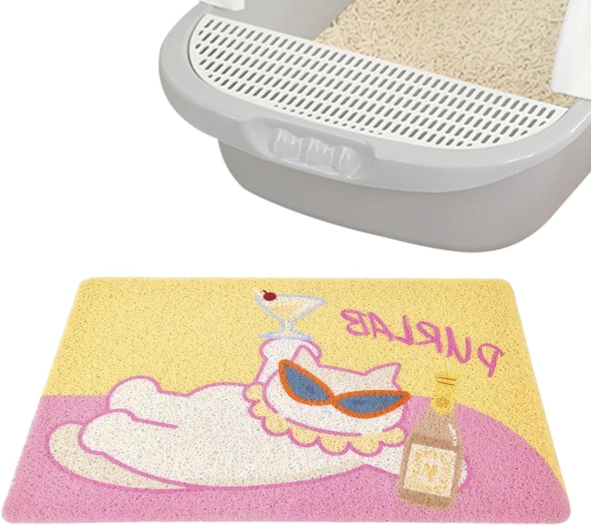 Kattenbakmat - Kattenmat Onderlegger - Netheid Thuis - Krasbestendig Tapijt - 30 x 35 x 3 cm - Grijs