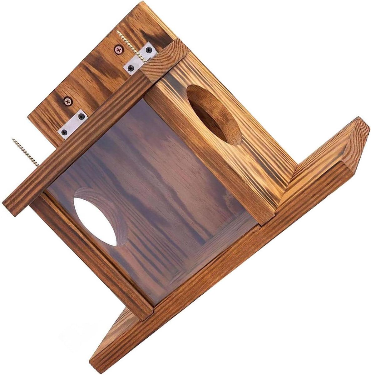 Houten voederhuisje - Voederplaats eekhoorns - Dieren voeren - Ruim en stevig - 37 x 18 x 6 cm - Houtkleur