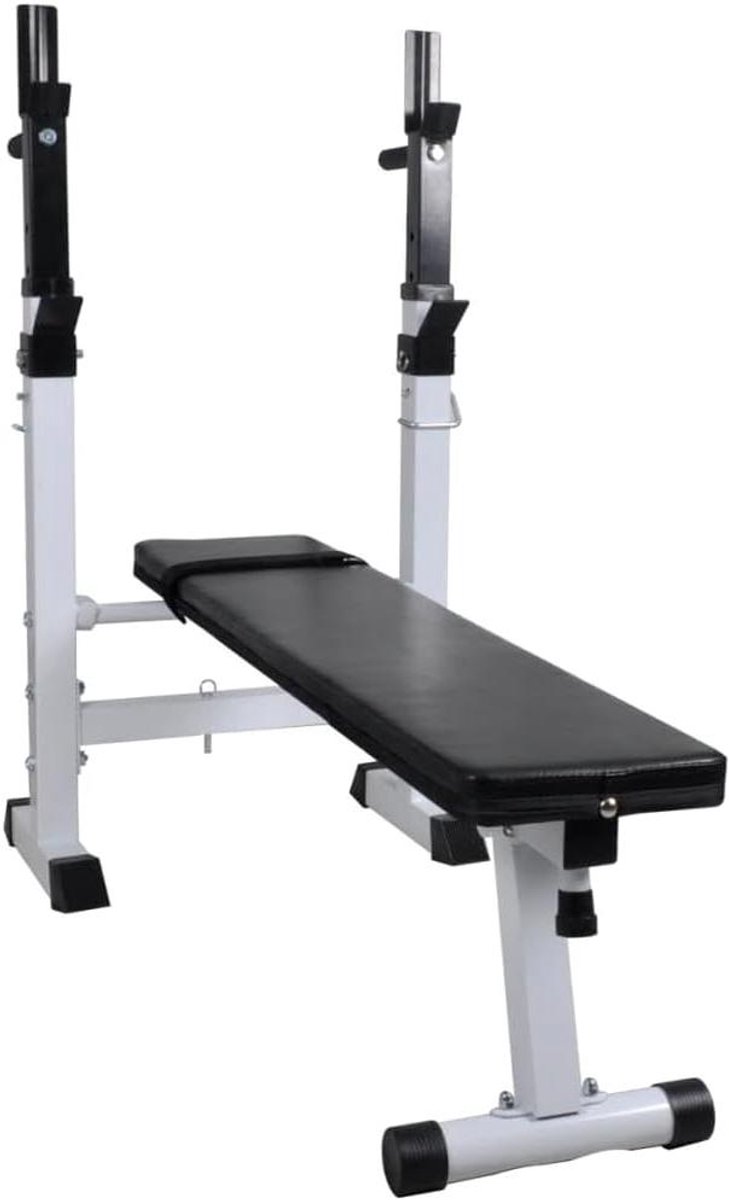 Halterbank plat - Krachtstation thuis - Thuis sporten - Verstelbare rugleuning - 120 x 50 cm - Zwart