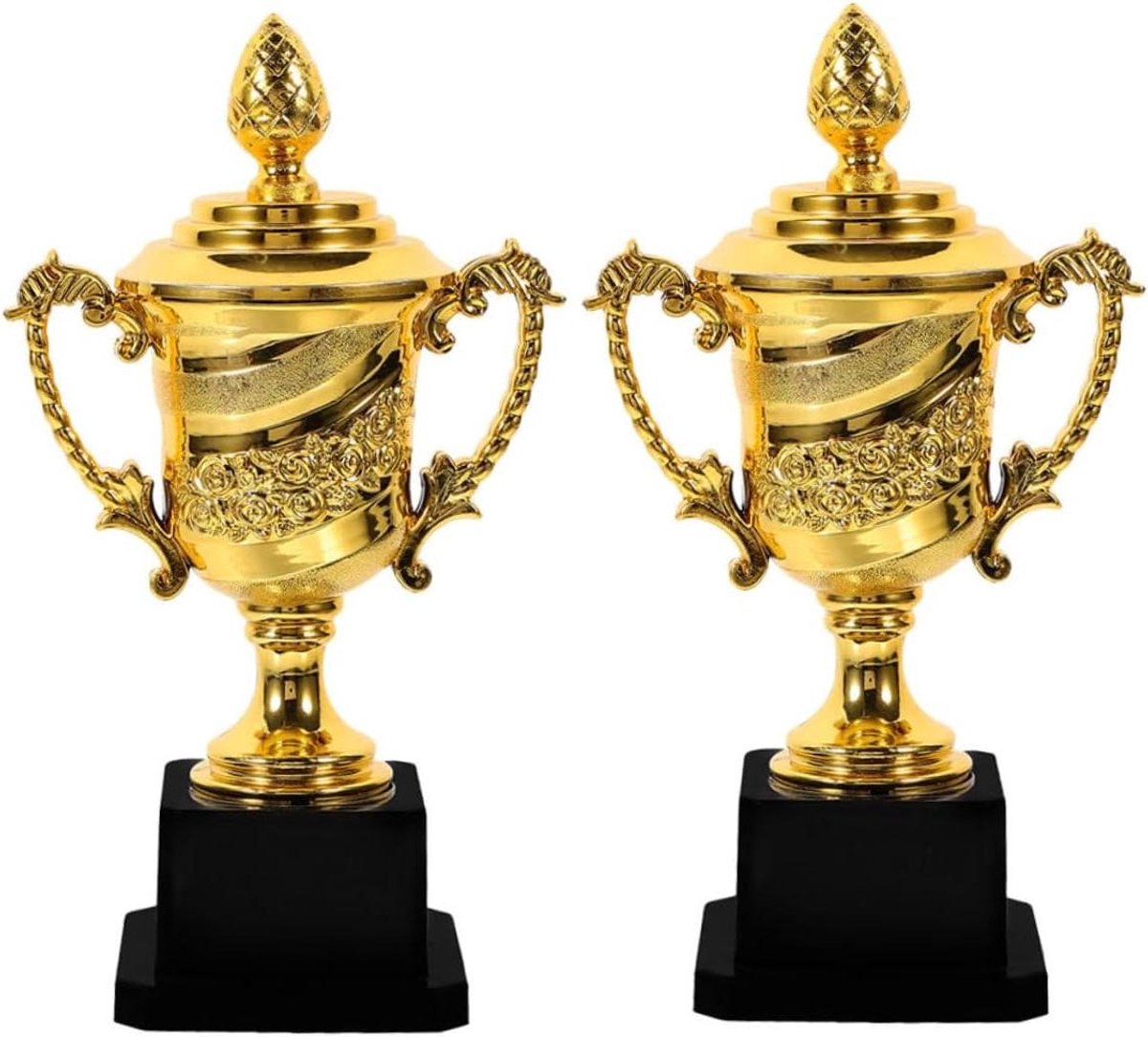 Gouden Trofee Bekers - Prijzen Beker - Wedstrijd Beloning - Fijne Afwerking - 18 cm - Goud