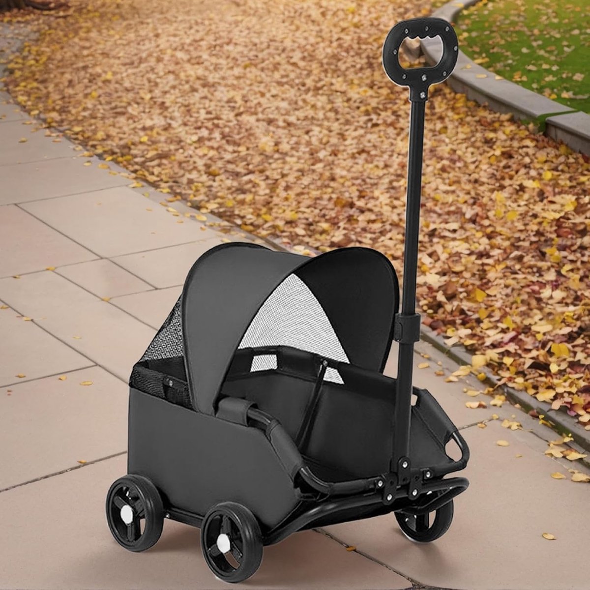 Kattenwandelwagen - Dierenbuggy - Huisdier Vervoer - Ventilatie Gaas - tot 7 kg - Zwart