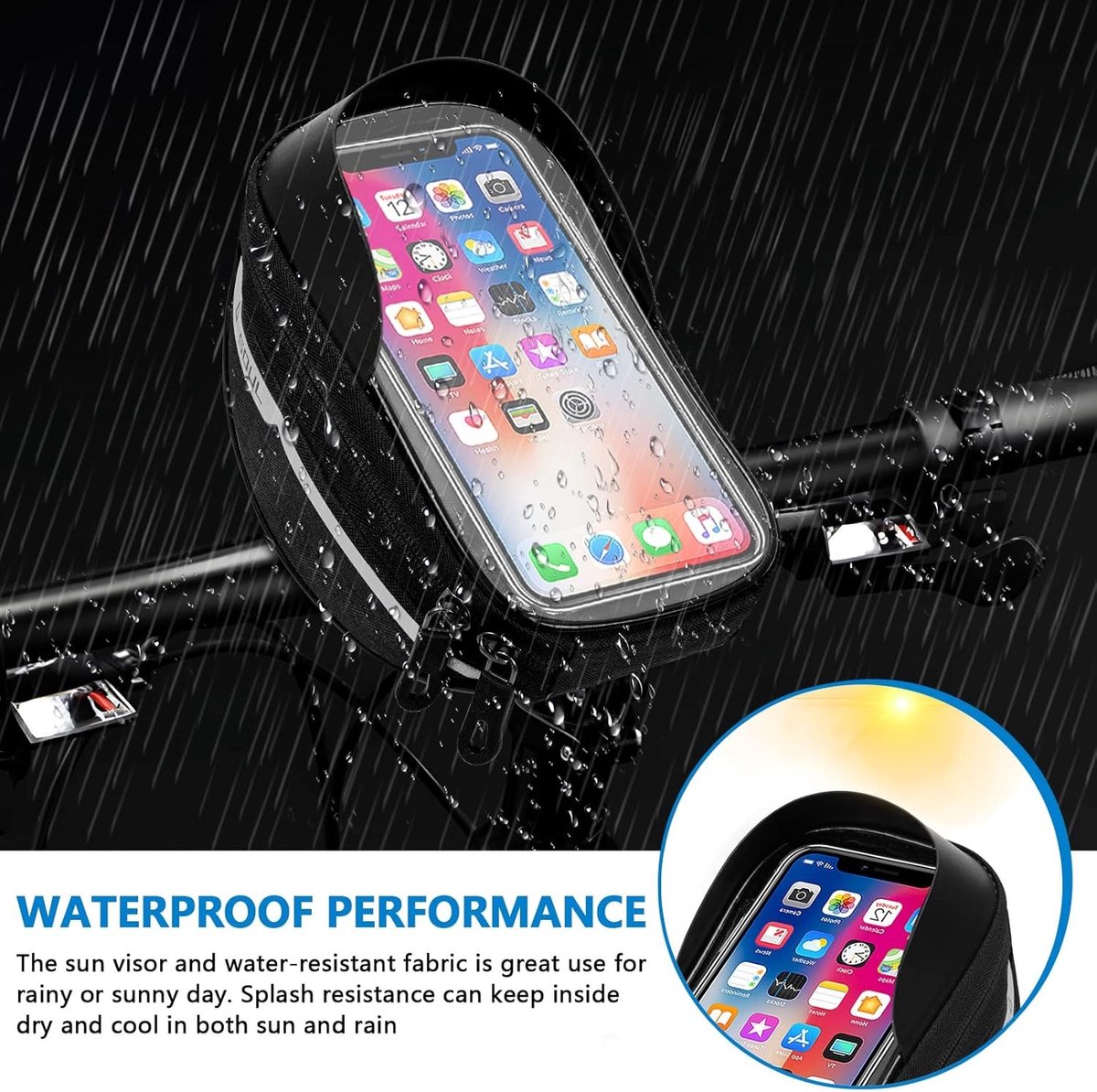 Fietstas enkel - Zwart - 18,5 x 10,5 x 8,5 cm - Waterdichte TPU Touchscreen Frame Tas - Voor Fietsers