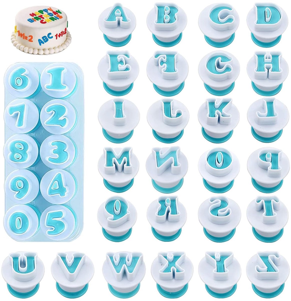 SnelShoppen - Alphabet Cutter Set - 26 Letters + 10 Cijfers Fondant - Bakaccessoires voor Koekjes - Herbruikbare Foodgrade Kunststof - Ideaal voor Fee