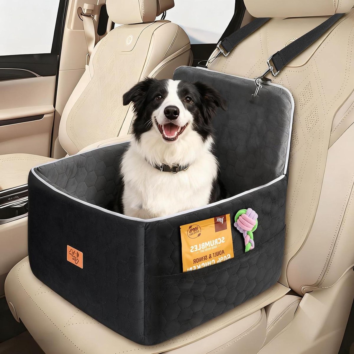 Honden Autostoel - Reismand Hond - Veilig Reizen - Verhoogd Zicht - 38 x 29 x 12 cm - Grijs
