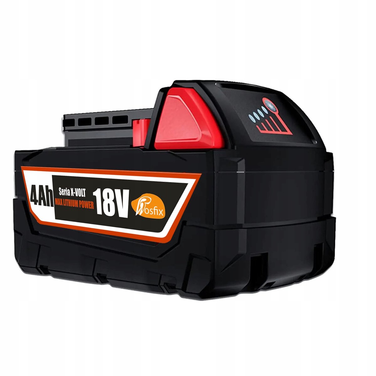 Rosfix Accu Vervanging - Lithium-Ion 18V 4Ah X-VOLT - LED Indicatie, 10 Cellen - Geschikt voor Milwaukee