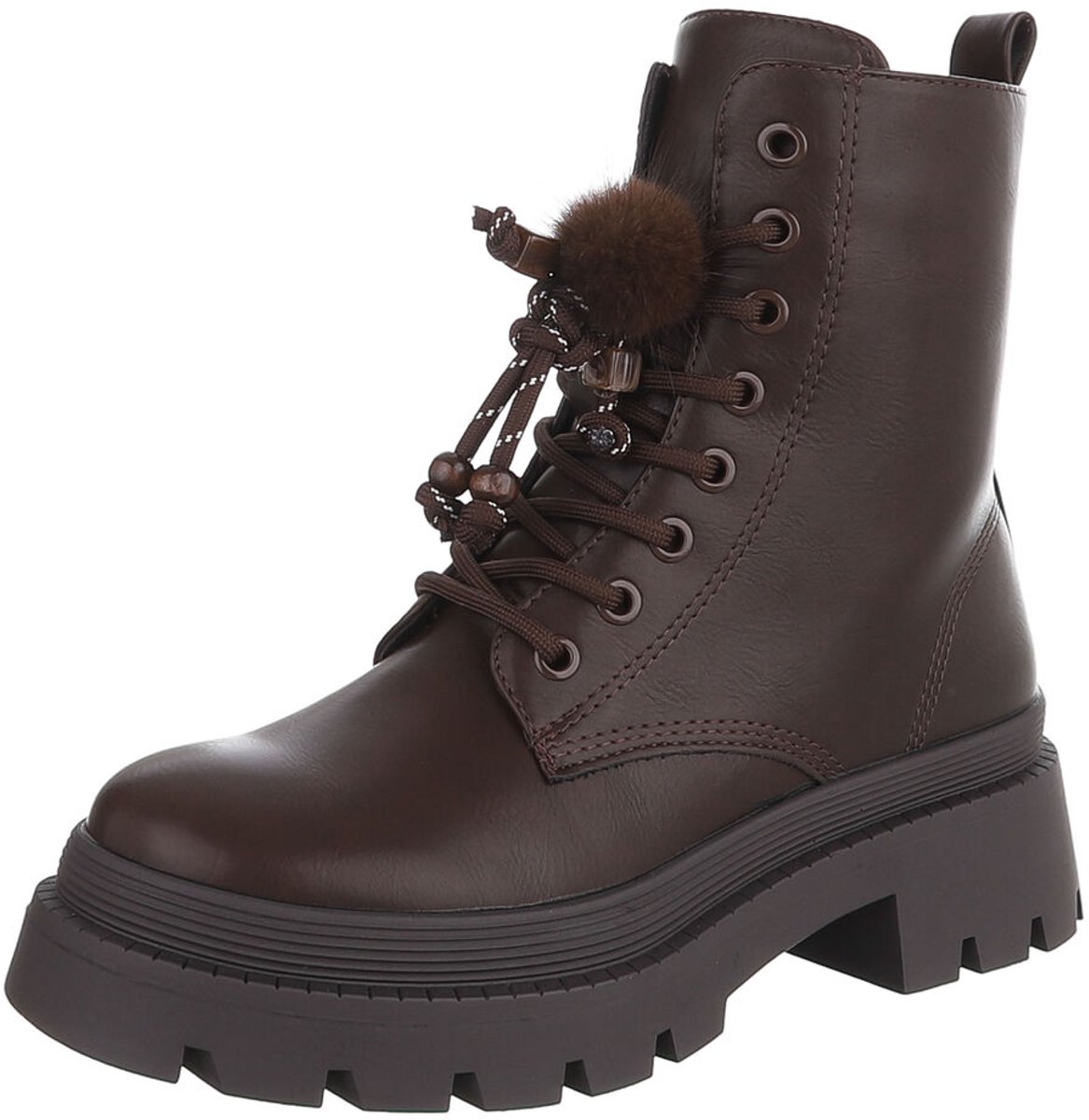 Veterboots - Plateauzool en vetersluiting - Dames Mt:36