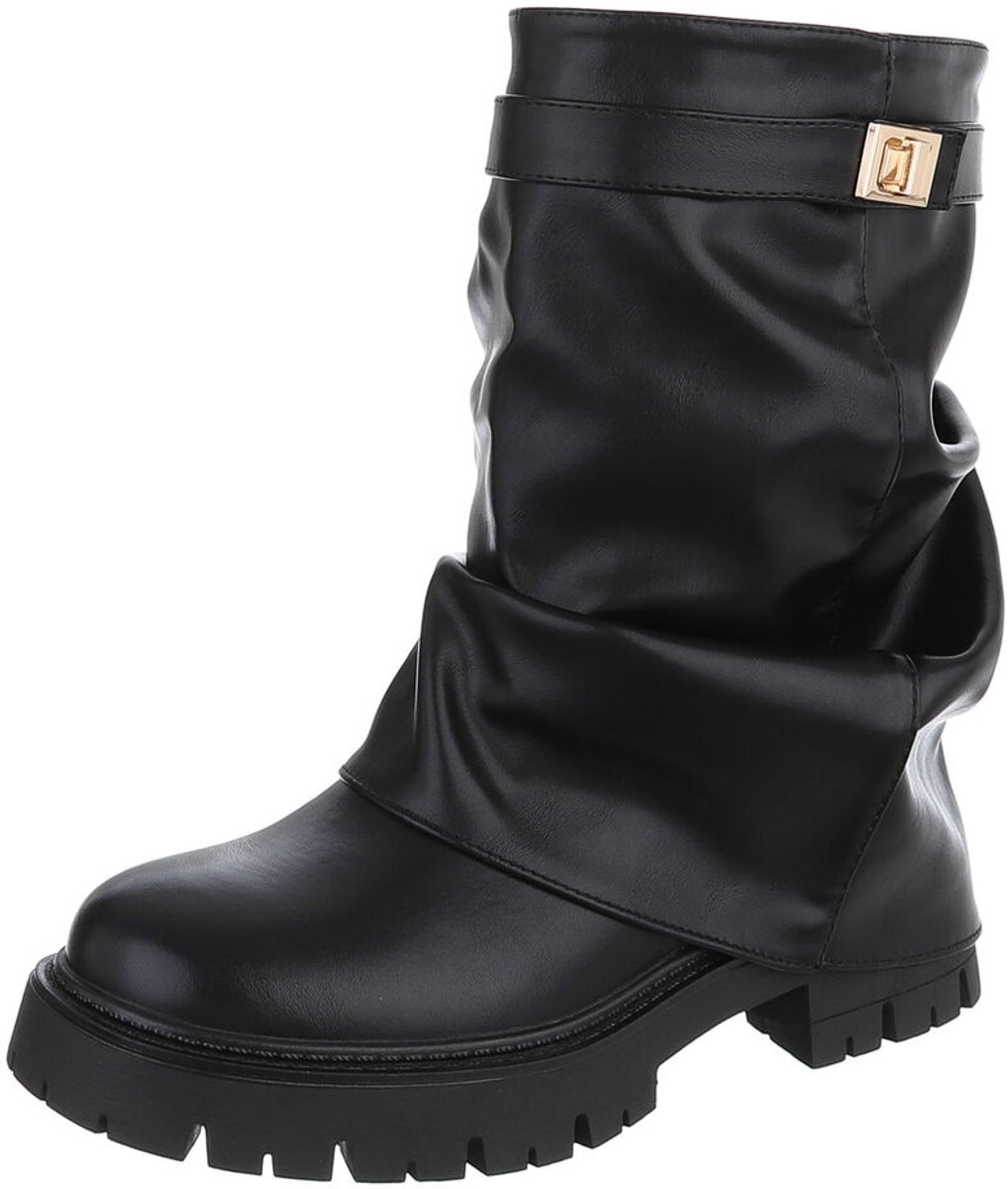 Hoge boots - Omslag en gespdetail - Dames Mt:38