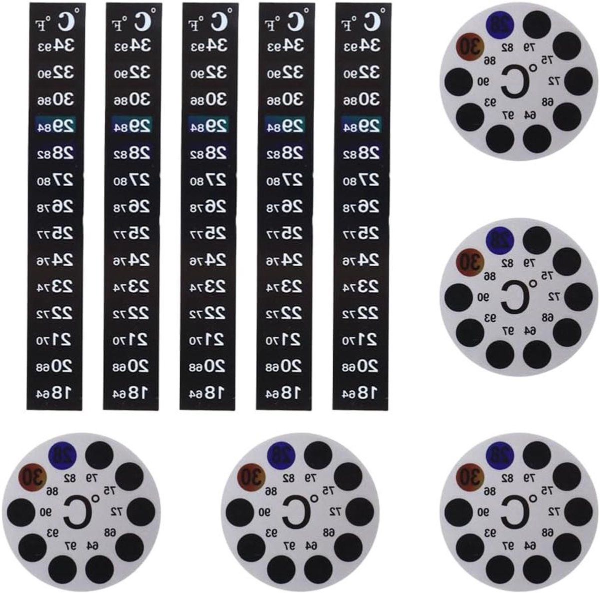 Aquarium Thermometer Stickers - Temperatuur Strips - Vis Gezondheid Bewaken - Zelfklevend & Makkelijk Afleesbaar - 10 stuks - Meerdere Kleuren