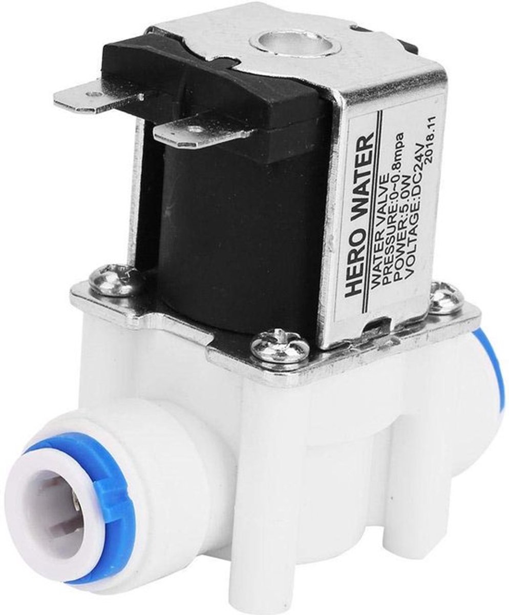 Elektrische magneetklep, 24 V DC kunststof, normaal gesloten elektrische magneetklep, snelkoppeling voor waterzuiveraar