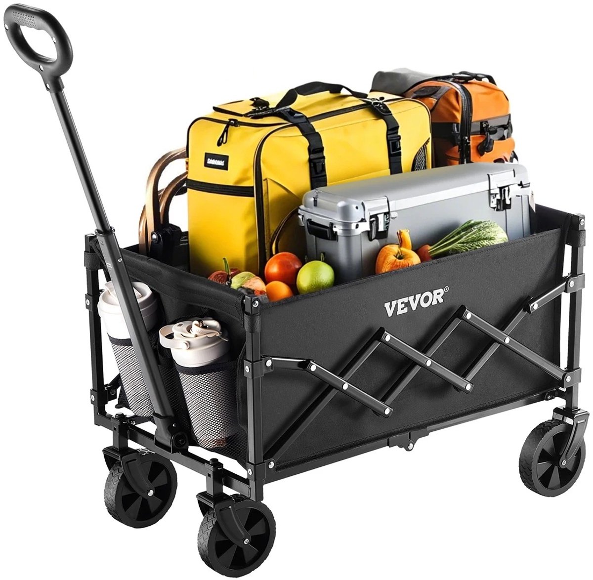 Chelsey-store - Bolderkar - Bolderwagen - Tot 102 kg - Opvouwbaar - PVC Wielen - Zwart - 59 × 36,5 × 26 cm