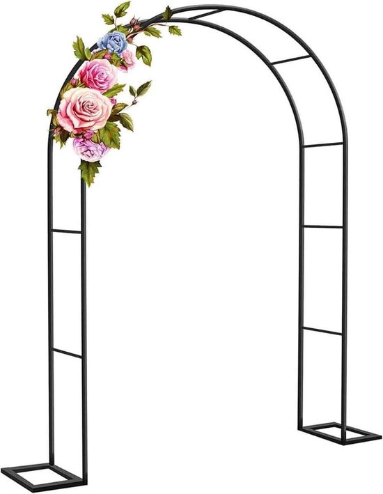 Tuinboog - Pergola Klimplantsteun - Decoratieve Tuininrichting - Gepoedercoat Staal - B 12 m x H 22 m - Zwart