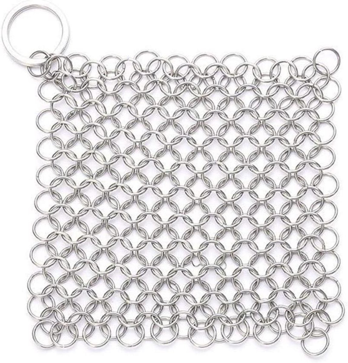 Gietijzer Reiniger - Ketting Schrobber - Kookgerei Schoonmaken - 316 Roestvrij Staal - 10x10 cm - Zilver
