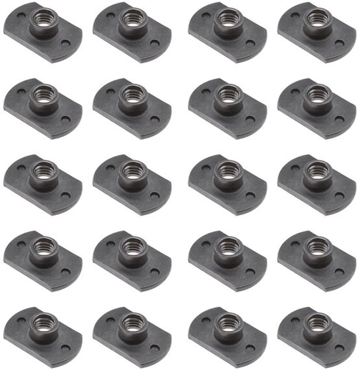 Lasmoeren 20 Stuks - M6 Schroefdraad - Koolstofstaal - T-vorm - 22,5x14mm - Voor Meubels/Voertuigen - Schroefbevestiging