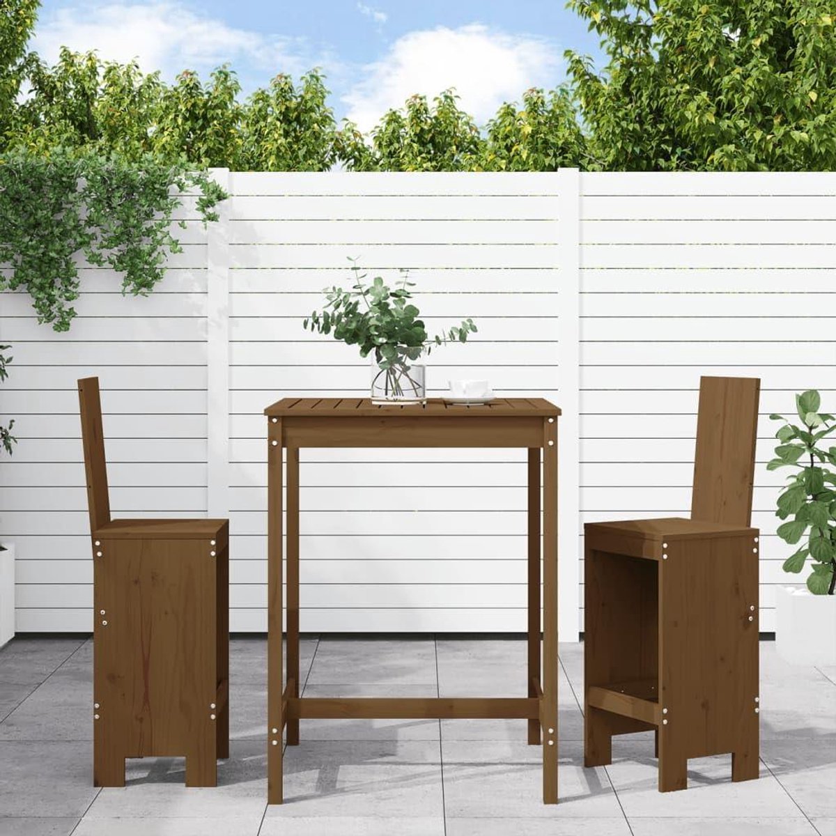 Tuinbarset 3-delig - Balkonset Hout - Buiten Ontspannen - Massief Grenenhout - 825 x 825 x 110 cm - Amberbruin