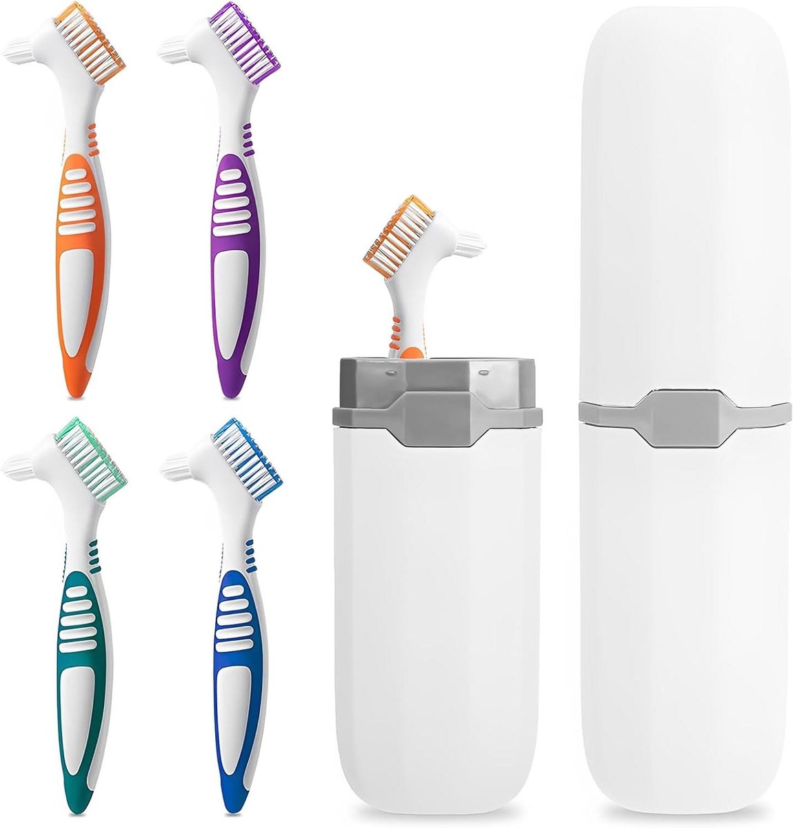 Tandenreiniger Tandenborstel - Reinigingskit Mond - Orthodontische Verzorging - Speciale Opbergcase - 11 x 11 x 2 cm - Wit