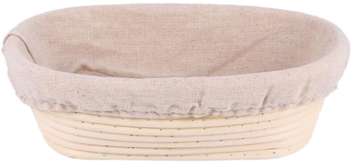 KIRA® Rijsmand - Banneton - Rijsmandje Broodbakken - Rijsmandje Ovaal - Beige - 35cm x 14cm x 7cm