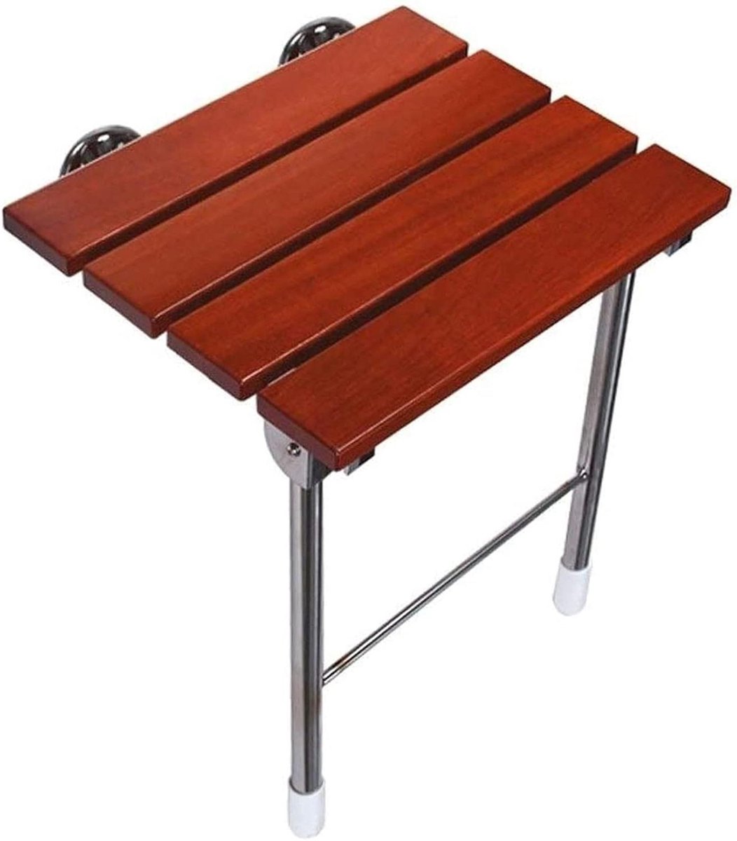 Douchezitje Vouwen - Badkamer Kruk - Veilig Douchen - Stevig Teak Hout - 305X375X445Mm - Notelaar