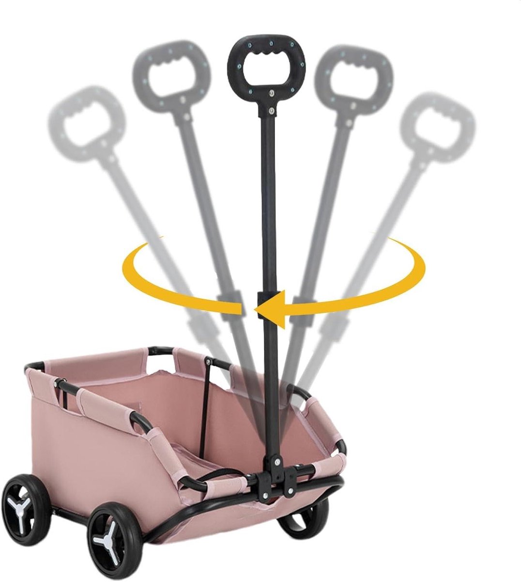 Hondenbuggy - Hondenwagen huisdier - Reizen met huisdier - Inklapbaar 4 wielen - 58 x 40 x 16 cm - Roze