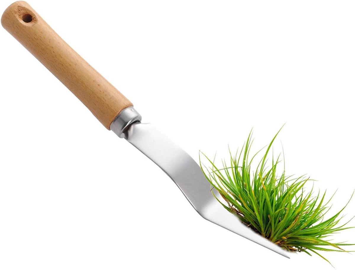 Handmatige onkruidverdelger - Wiedgereedschap gazon - Tuinonderhoud vereenvoudigen - Ergonomische handgreep - 27 cm - Zilver