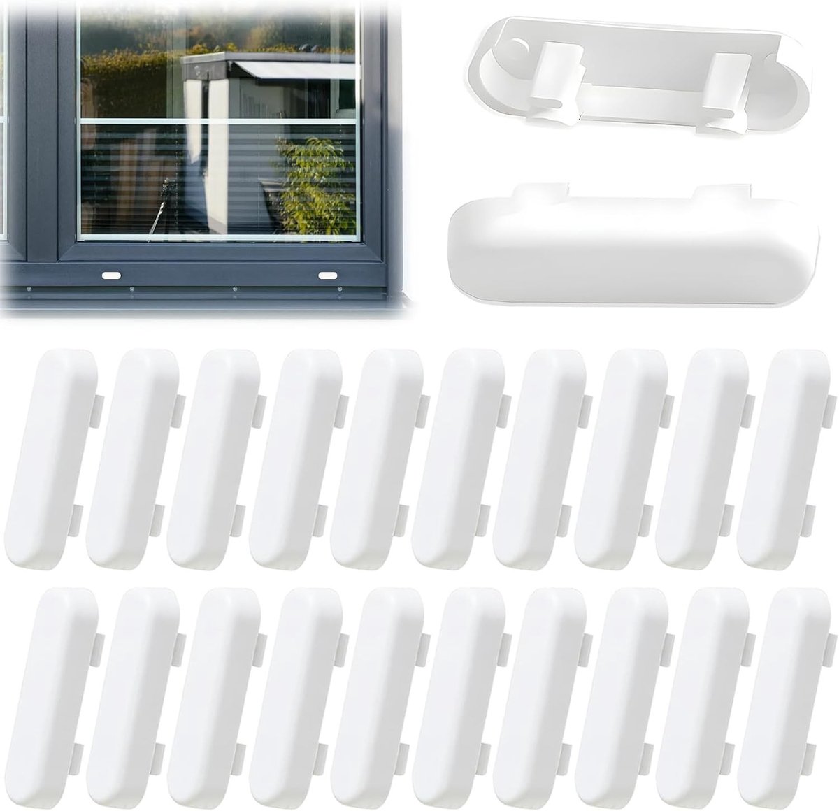 Set van 20 Afvoerputdeksels 40x12mm voor Vervanging van Raamventilatie en Waterafvoer, Wit