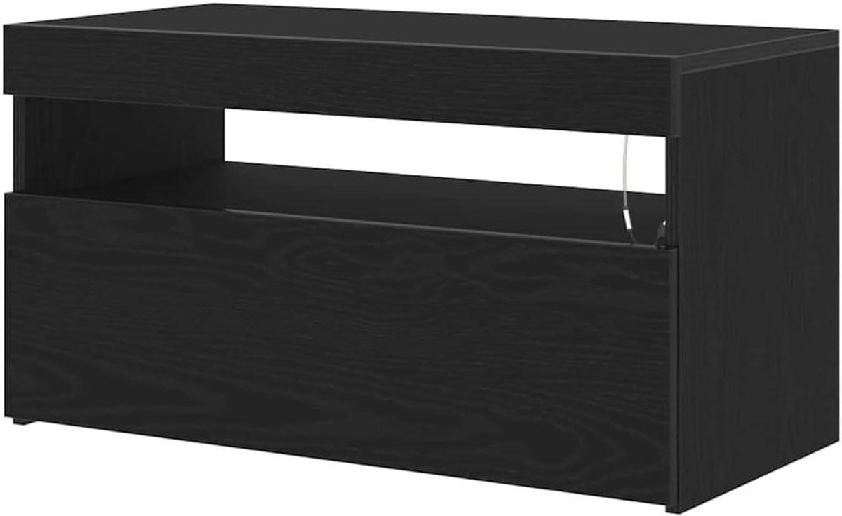 Lowboard TV-kast - Mediabord Dressoir - Woonkamer Organisatie - Met LED-verlichting - 75 x 35 x 40 cm - Zwart eiken-look