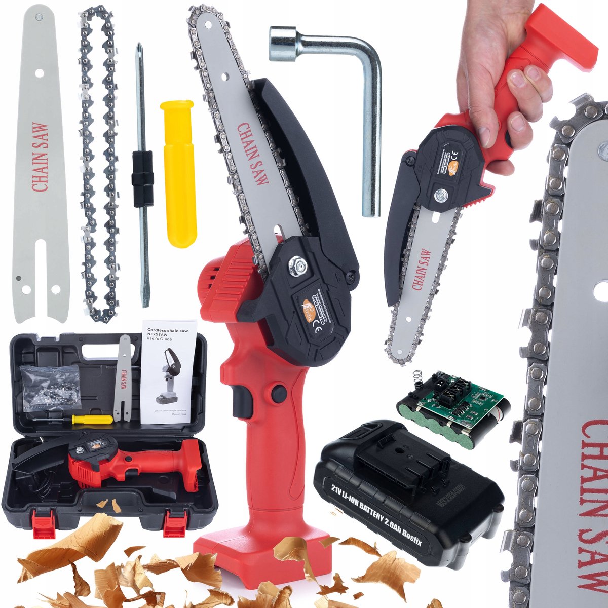Rosfix Accu Elektrische Kettingzaag RP21V Set - 21V 1200W - 6" Geleider en Ketting