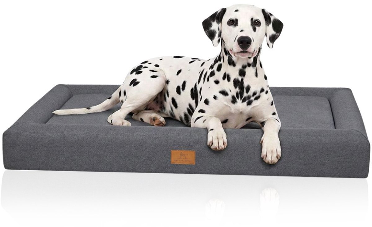 Knuffelwuff orthopedisch hondenbed Tiva van onderhoudsvriendelijke Easy Clean-stof met handgeweven karakter M-L 80 x 60cm Donkergrijs