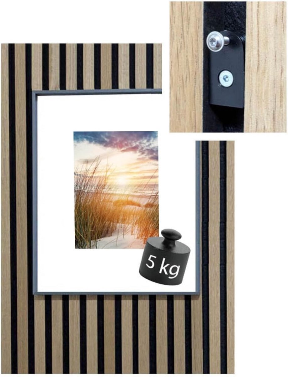 Haken voor Akoestische Panelen - Zwart - 20 x 13 x 13 mm - Zonder Boren, Tot 5 kg Belastbaar - Voor Foto's en Decoratie