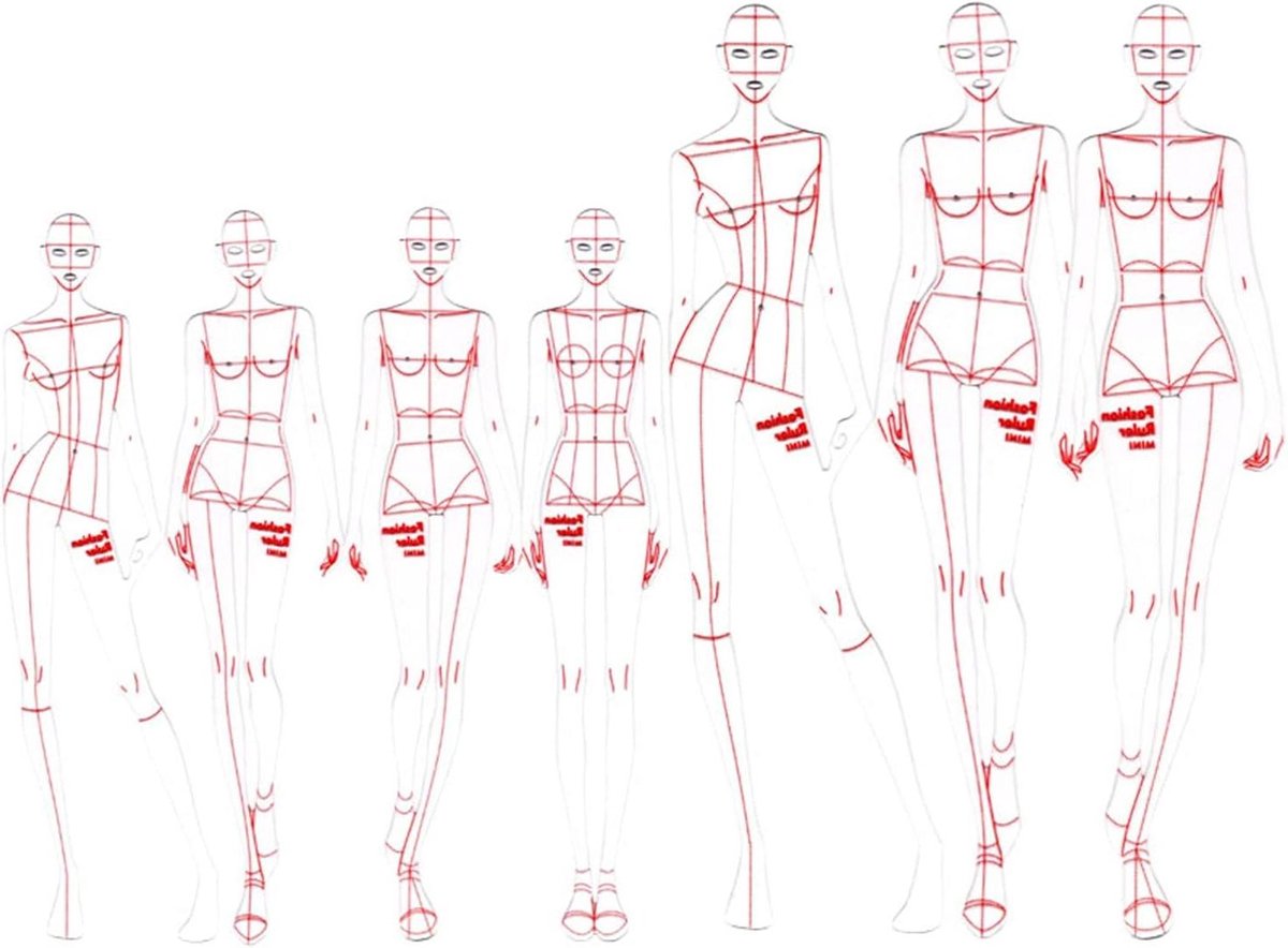 Patroon Liniaal Set - Naaien Sjabloon - Kleding Ontwerpen - Humanoïde Patroon - A4 Formaat - Transparant