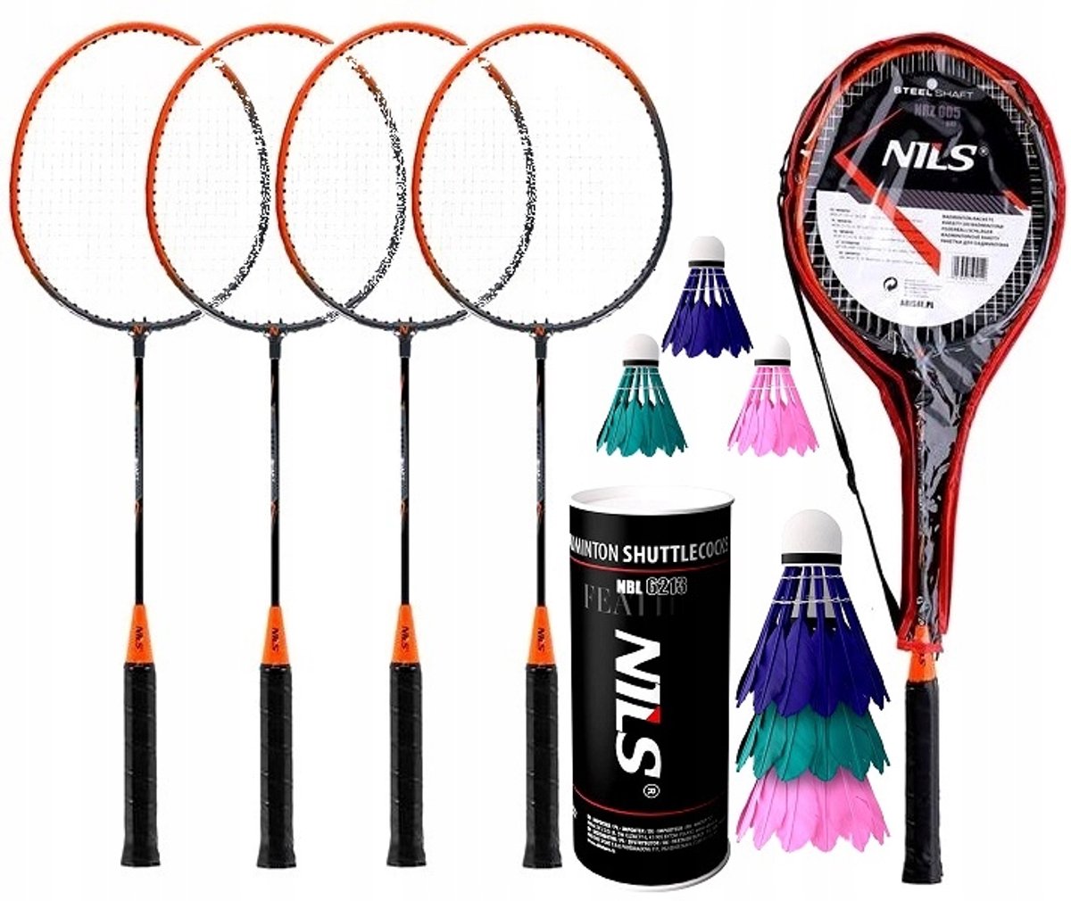 Badmintonset: 2 rackets, shuttles en koffer - 8-in-1