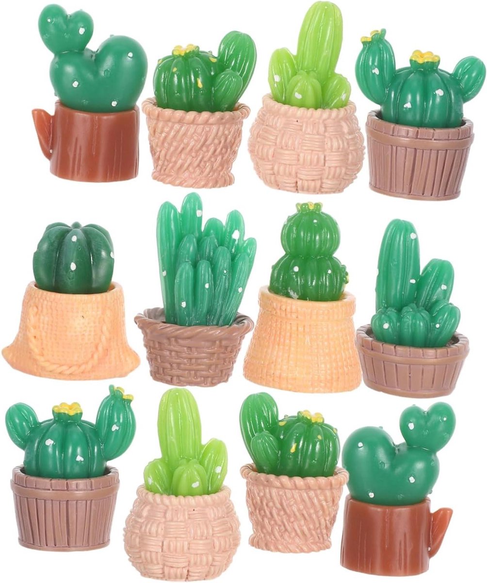 Mini Cactus Ornamenten - Kunstplantjes Beeldjes - Creatieve Decoratie - Levensecht Hars Ontwerp - Tot 32 cm - Meerdere Kleuren