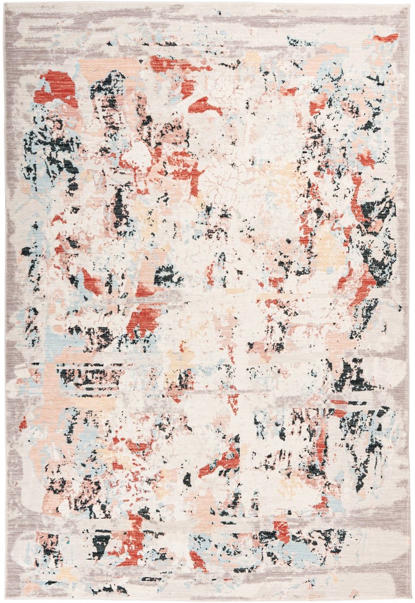 Padiro laagpolig vloerkleed 120 x 170 cm - meerkleurig - modern abstract design - geschikt voor vloerverwarming - van polyester