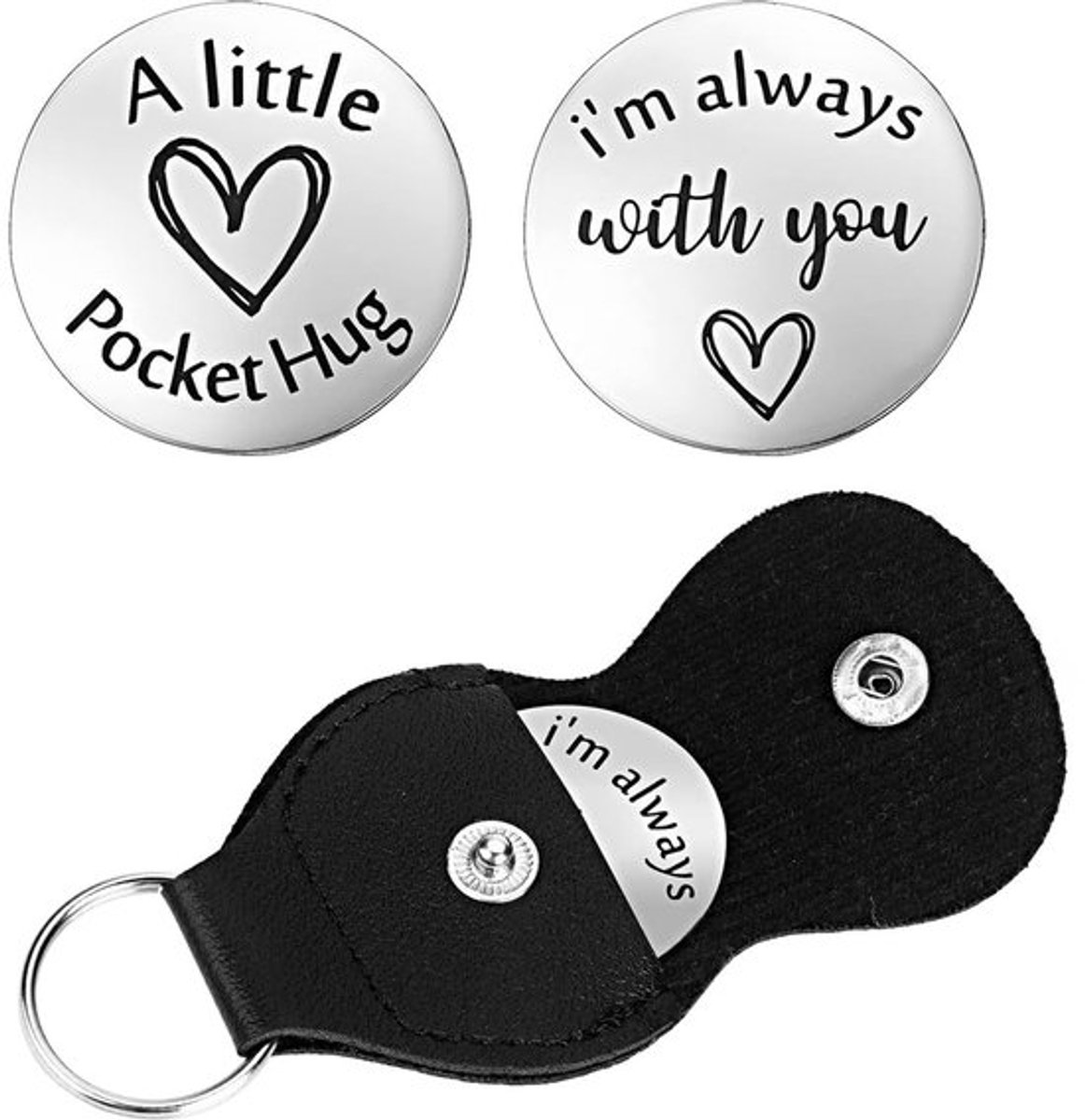 Pocket Hug Token Dubbelzijdig Ontwerp - Inspirerende Munt - Cadeau voor Vrouwen/Mannen - Compact Formaat - Duurzaam Materiaal - Aandenken aan Vriendschap/Liefde - Herinneringsmunt