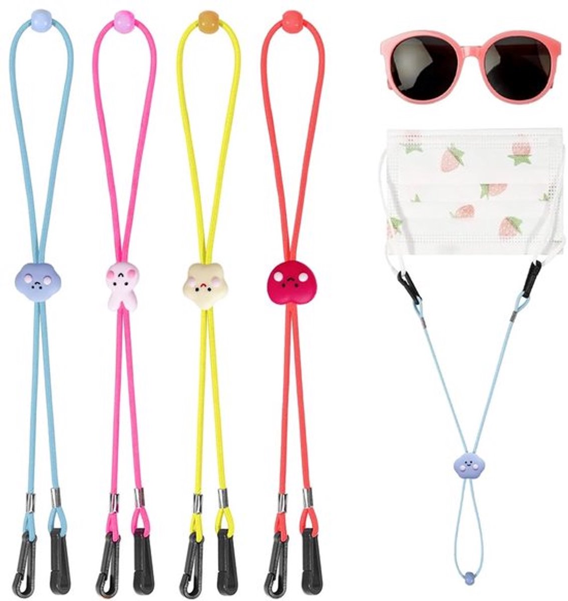 Brillenband Verstelbaar - Brillenkoord Kinderen - Sportbrilband - Zonnebrilketting - 4 Stuks - Duurzaam Nylon/Siliconen